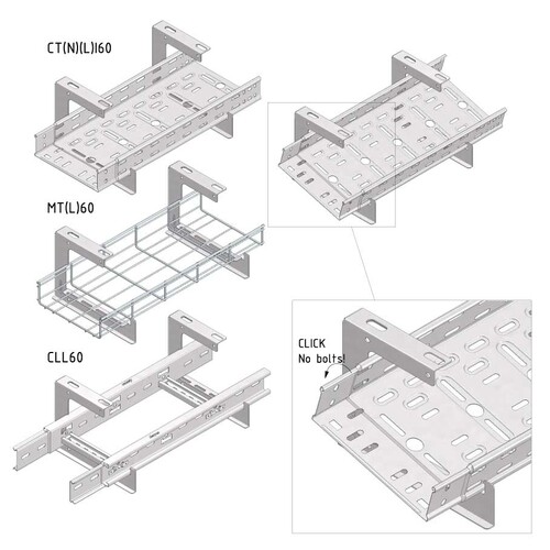 14181 Trayco CT60-CBCL-150-PG C-Bügel klipsbar 150mm Höhe 173mm 0,6kN Produktbild Additional View 2 L
