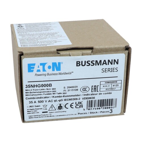 35NHG000B Eaton NH FUSE 35A 500V GG/GL SIZE 000  NH FUSE 35A 500V GL/GG SIZE 0 Produktbild Additional View 2 L