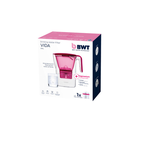 125258571 BWT VIDA manuell pink+ 1 x Magnesium Tischwasserfilter, 2,6 L, man Produktbild Additional View 2 L