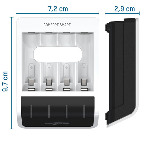 1001-0092 Ansmann Akku-Ladegerät Comfort Smart f.1-4 NiMh Akkus AAA/AA m.USB-Eing Produktbild Additional View 2 L