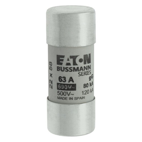 C22G63 Eaton CYLINDRICAL FUSE 22 x 58 63A GG 690V AC Produktbild Additional View 3 L