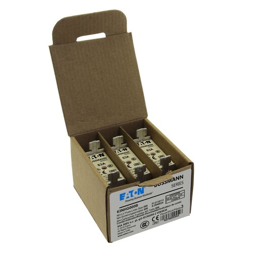 63NHG000B Eaton NH FUSE 63A 500V GL/GG SIZE 000 DUAL IN Produktbild Additional View 3 L