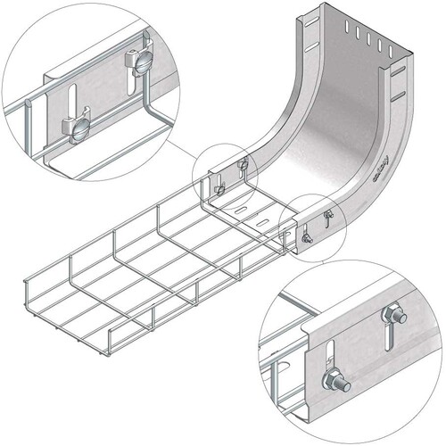 10167 Trayco CT60-RB90-400-PG Kabelrinne Steigestück 400mm Produktbild Additional View 3 L