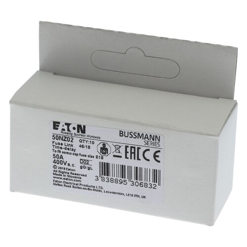 50NZ02 Eaton SICHERUNG D02 50A T GL/GG 400VAC E18 Produktbild Additional View 3 L