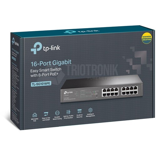 TL-SG1016PE TP-Link 16 Port Gigabit Easy Smart Switch with 8 Port PoE+ Produktbild Additional View 3 L