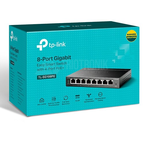 TL-SG108PE TP-Link 8 Port Gigabit Easy Smart Switch with 4 Port PoE+ Produktbild Additional View 3 L