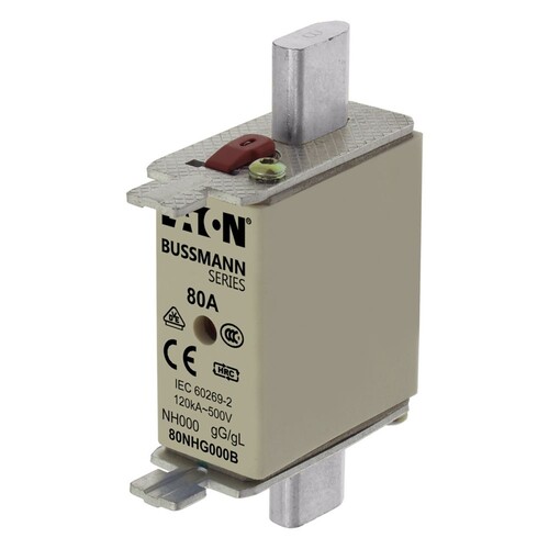 80NHG000B Eaton NH FUSE 80A 500V GL/GG SIZE 000 DUAL IN Produktbild Additional View 4 L