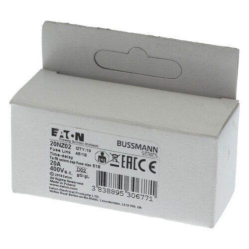 20NZ02 Eaton SICHERUNG D02 20A T GL/GG 400VAC E18 Produktbild Additional View 4 L