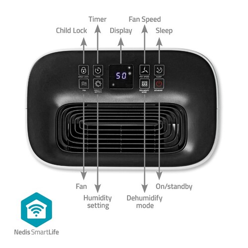 DEHU20WTW Nedis SmartLife Luftentfeuchter ,Wi- Fi ,20 l/Tag ,Entf Produktbild Additional View 4 L