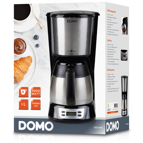 DO709K Domo Filterkaffeemaschine Thermo 1l 8 Tassen mit Timer Schwarz Produktbild Additional View 4 L