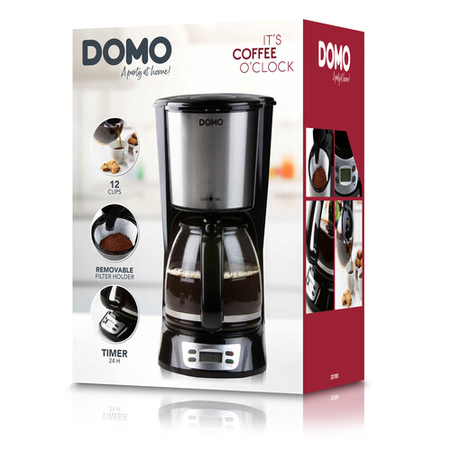 DO708K Domo Filterkaffeemaschine 1,5l 12 Tassen mit Timer Schwarz Produktbild Additional View 5 L