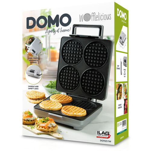 DO9251W Domo Waffeleisen für 4 runde Waffeln Produktbild Additional View 6 L