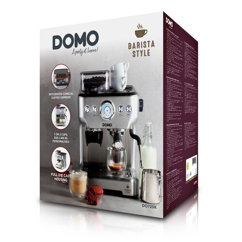 DO725K Domo Espressomaschine Siebträger mit Mühle Semi-professionell 20 Bar Produktbild Additional View 8 L