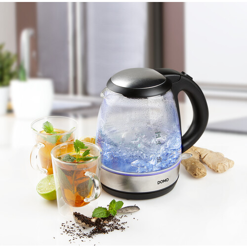 DO9218WK Domo Glas Wasserkocher 1,2l blau beleuchtet 2200W Produktbild Default L