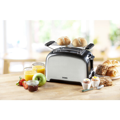 DO959T Domo Toaster Edelstahl 7 Stufen inkl. Brötchenaufsatz Produktbild Side View L