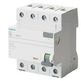 5SV3346-6 Siemens FI-Schutzschalter Typ A 63A 3+N-Pol 30MA 400V 4TE Produktbild