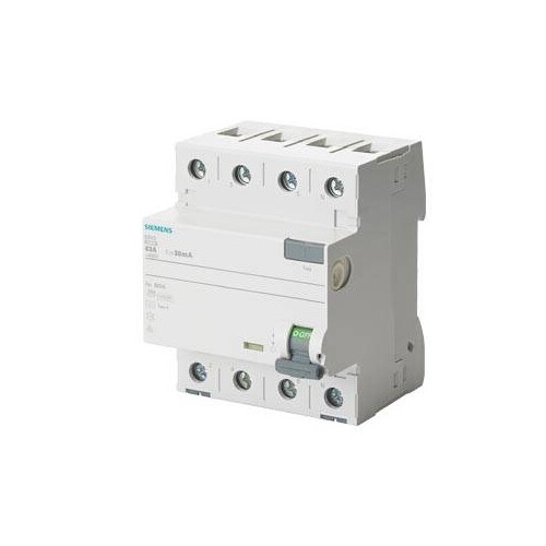 5SV3346-6 Siemens FI-Schutzschalter Typ A 63A 3+N-Pol 30MA 400V 4TE Produktbild