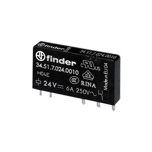 34.51.7.024.4010 Finder Serie 34 Steck-/ Printrelais 5mm 6A 1We 24VDC Produktbild