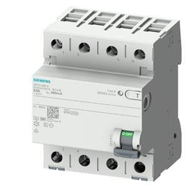 5SV3646-4 SIEMENS FI-SCHUTZSCHALTER 63A 4POL. 300MA TYP B KURZZEITVERZ. Produktbild