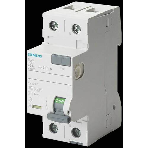 5SV3317-6KK01 Siemens FI-Schutzschalter, 2-polig, Typ A, kurzzeitverzögert, In:  Produktbild
