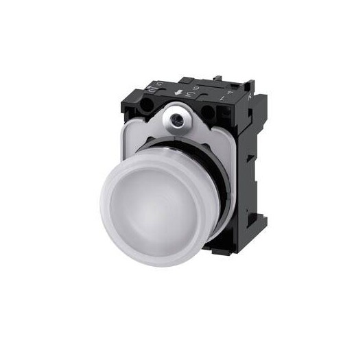 3SU1152-6AA60-1AA0 Siemens Leuchtmelder, 22mm, rund, Metall, hochglanz, weiß, Li Produktbild