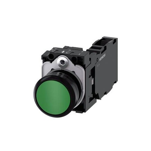 3SU1100-0AB40-1FA0 Siemens Drucktaster, 22mm, rund, Kunststoff, grün, Druckknop Produktbild