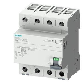 5SV36465 Siemens FI Schutzschalter Typ B 63A 3+N pol. 300mA 400V 4TE selektiv. Produktbild