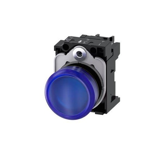 3SU11026AA501AA0 Siemens Leuchtmelder, 22mm, rund, Kunststoff, blau, Linse, gl Produktbild
