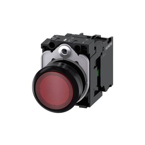 3SU1102-0AB20-1BA0 Siemens Drucktaster, beleuchtet, 22mm, rund, Kunststoff, rot Produktbild