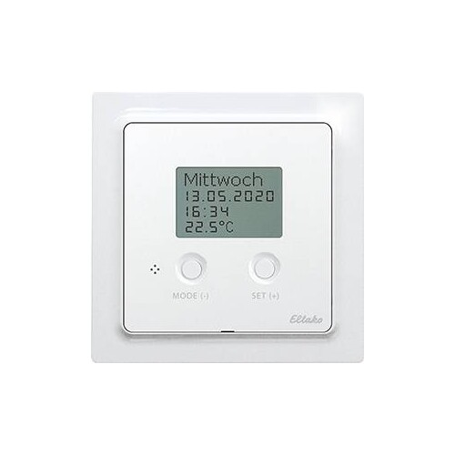 30055795 Eltako FTAF55ED/230V pg Funk Temperaturregler Air+Floor polarweiß gl Produktbild Front View L