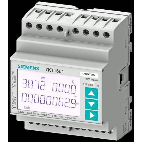 7KT1673 Siemens SENTRON Messgerät 7KT PAC1600, 3-phasig, 5 A, Hutschiene, S0, Produktbild