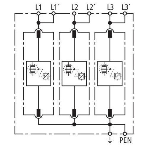 951300 DEHN DV M TNC 255 DEHNVENT. 3POL. F.TN-C SYSTEME B+C (D) ABLEITER Produktbild Additional View 1 L