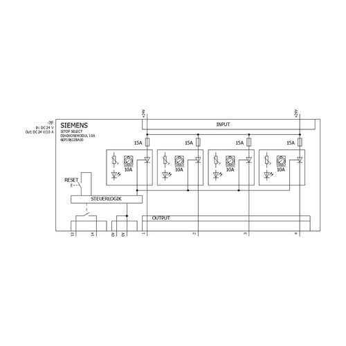 6EP1961-2BA00 SIEMENS SITOP SELECT DIAGNOSEMODUL 4-KANAL DC 24V/DC 24V/10A Produktbild Additional View 1 L