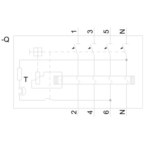 5SV3346-6 Siemens FI-Schutzschalter Typ A 63A 3+N-Pol 30MA 400V 4TE Produktbild Additional View 1 L