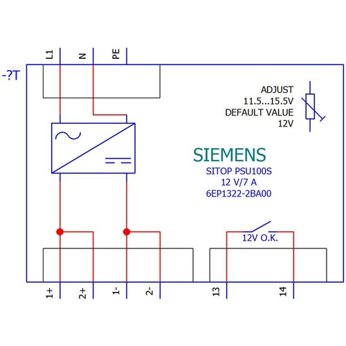 6EP13222BA00 Siemens SITOP PSU100S 12 V/7 A Produktbild Additional View 1 L