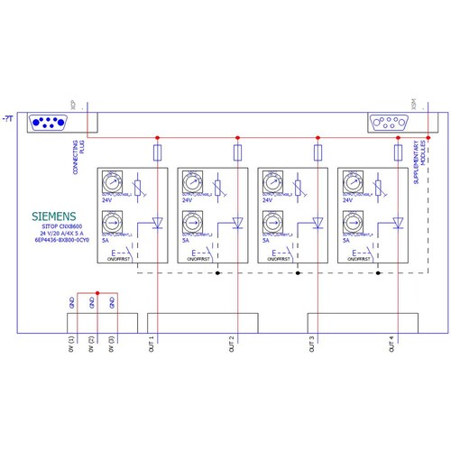 6EP4436-8XB00-0CY0 SIEMENS SITOP CNX8600 4X 5A Erweiterungsmodul f. PSU8600 Produktbild Additional View 1 L