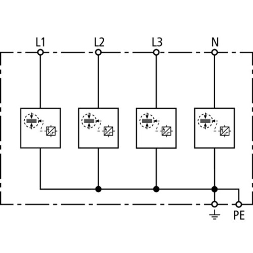 941400 DEHN Basis-Kombiableiter Typ 1 DEHNshield f. 3phasige TN-S-Systeme Produktbild Additional View 1 L