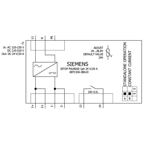 6EP1336-3BA10 SIEMENS SITOP PSU100M 24V/20A Produktbild Additional View 1 L