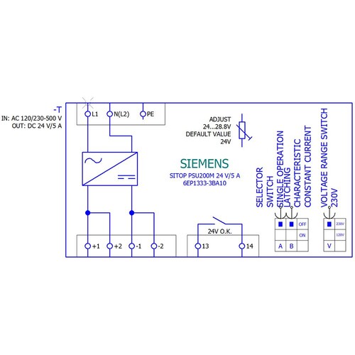 6EP1333-3BA10 SIEMENS SITOP Modular 5 gereglte Stromversorgung 24VDC/5A Produktbild Additional View 1 L