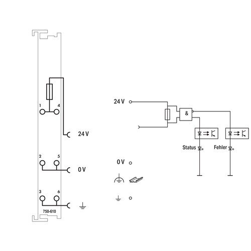 750-610 WAGO Einspeiseklemme mit Sicherung 24V/DC max. 6,3A m. Diagnose Produktbild Additional View 1 L