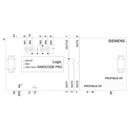 3UF7010-1AB00-0 Siemens Profibus RS485 Simocode Pro V Grundgerät 2 Produktbild Additional View 1 L