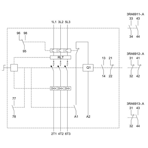 3RA6120-1DB32 SIEMENS Direktstarter 690V SIRIUS 3-12A 24V IP20 BxHxT 45x170x165mm Produktbild Additional View 1 L