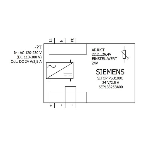 6EP1332-5BA00 SIEMENS Sitop PSU100C Stromversorgung 24VDC / 2,5A Produktbild Additional View 1 L