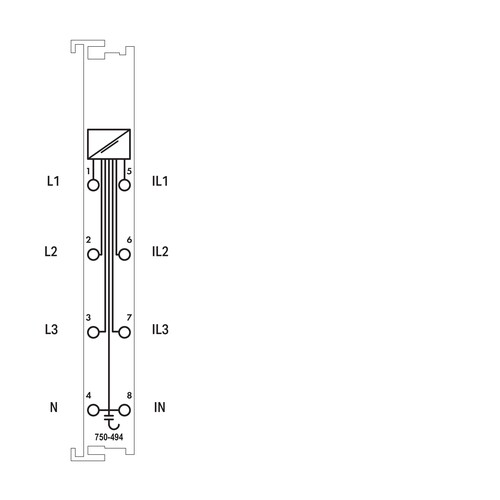 750-494 Wago 3-Phasen-Leistungsklemme AC 480V/1A Produktbild Additional View 1 L