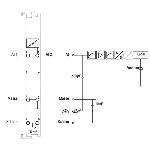 750-467 WAGO 2AI 0-10V DC S.E. Produktbild Additional View 1 L