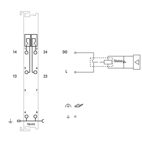 750-513 Wago 2-K-Relaisausgangsklemme Relais 2 NO/Potentialfrei AC230V, DC30V Produktbild Additional View 1 L