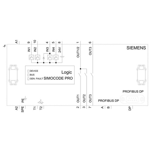 3UF7000-1AU00-0 Siemens Grundgerät 1 Simocode Pro C DP-Schnittstelle Produktbild Additional View 1 L