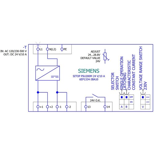 6EP1334-3BA10 Siemens Sitop PSU200M Stromversorgung DC24V Produktbild Additional View 1 L