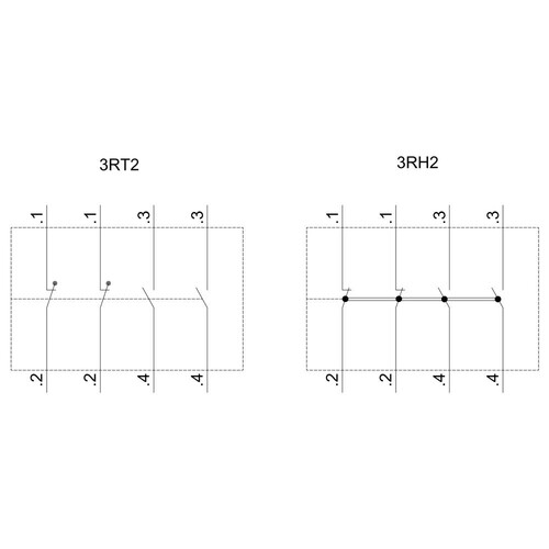 3RH2911-2HA22 Siemens Hilfsschalter BL. Front 2S+2OE Stromb. 1OE 1OE 1S 1S Produktbild Additional View 1 L