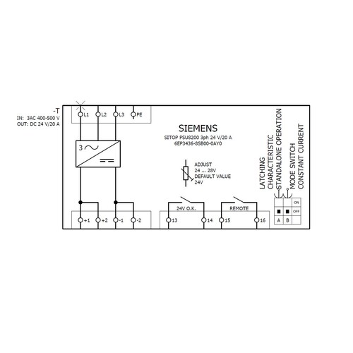 6EP3436-8SB00-0AY0 Siemens SITOP PSU8200 STROMVERSORGUNG Produktbild Additional View 1 L